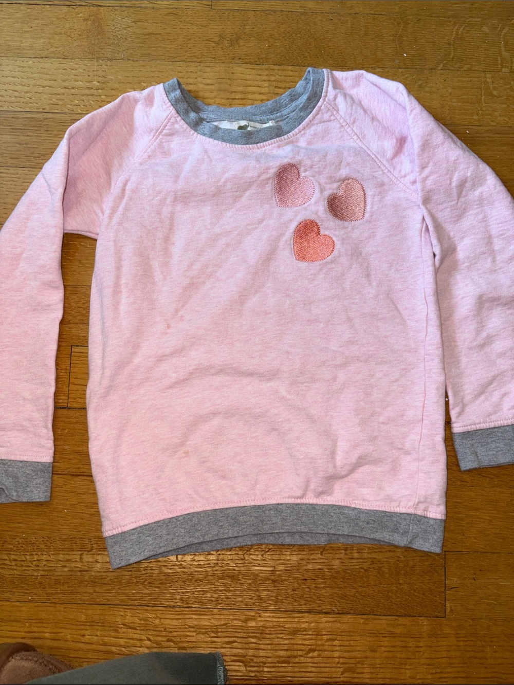 Monica and Andy girls Heart Pullover Sweatshirt with Gray Trim: back to school
